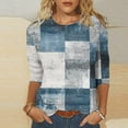 thumbnail image 2 of BangWanChi 3/4 Length Sleeve Womens Tops Plus Size Women's Fashion Printed Loose T-Shirt 3/4 Sleeves Blouse Round Neck Casual Tops, 2 of 5