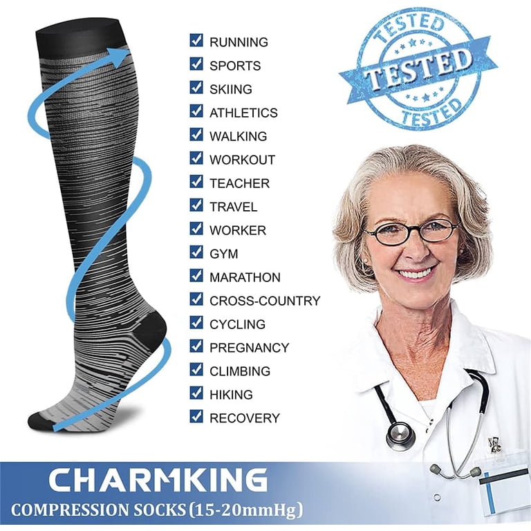 BEVTEE Compression Socks Knee High 6-Pair, L/XL photo 3