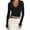Black, variant on Women's Long Sleeve Casual Solid Color Slim-Fit V-Neck Top 2025 Trendy Thin Fabric Soft Stretch Tight Design Elegant Daily & Date Wear