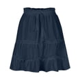 thumbnail image 4 of Aofany Summer Skirt for Women Boho Elastic High Waist Solid Color Ruffle A Line Swing Skirts Casual Beach Short Mini Skirt, 4 of 6