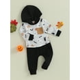 thumbnail image 3 of Wassery 2Pcs Baby Boys Fall Outfits Long Sleeve Ghost Bat Pumpkin Print Hoodie Sweatshirt Pullover Tops Sweatpants 6M 12M 18M 24M 3T Toddler Halloween Clothes, 3 of 8
