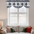 thumbnail image 2 of Dark Blue Boho Tie Up Valance Curtains for Windows, Kitchen Curtains Window Treatments, Farmhouse Neutral Abstract Geometric Short Window Shades Valances for Bedroom Bathroom Cafe 54"x18", 2 of 8
