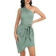 thumbnail image 4 of Aiyino Women's Fashion One Shoulder Ruched Bodycon Dresses Sexy Fitted Cocktail Party Dress, 4 of 9
