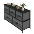 thumbnail image 6 of Dextrus 5-Drawer Fabric Storage with Steel Frame and Wooden Top for Living Rooms for Adult, Black Wood Grain, 6 of 10