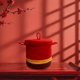 thumbnail image 5 of Cesta de almacenamiento de cuerda redonda con tapa tejida para decoración del hogar, vacía, multiusos Rojo, 5 of 8