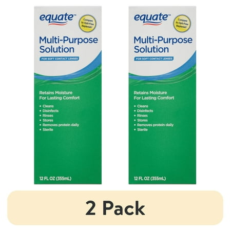 (2 pack) Equate Multi-Purpose Solution for Soft Contact Lenses, 12 fl oz, Compare to Opti-Free Replenish