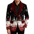 thumbnail image 4 of WRKEKC Men's Corduroy Blazer Christmas Printed Single-Breasted Pocketed Long Sleeve Casual Suit Jacket for Seasonal Styling, 4 of 7