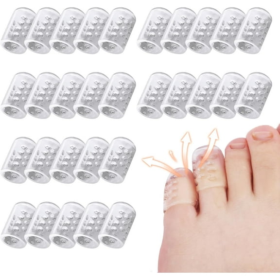 Silicone Anti-Friction Toe Protector, 30 Pcs Gel Toe Protectors Breathable Toe Covers, Soft Clear Little Toe Protectors Caps Guards for Men Women, Toe Sleeves for Corns, Blisters and Pain Relief