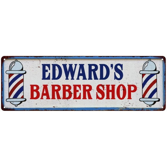 EDWARD'S Barber Shop Hair Salon Gift Metal Sign Retro 6x18 206180031148