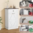 thumbnail image 3 of Homall 10 Gallon Tilt Out Wooden Trash Cabinet with Drawer, Garbage Recycling Trash Can for Kitchen Storage Cabinet for Laundry, White, 3 of 7