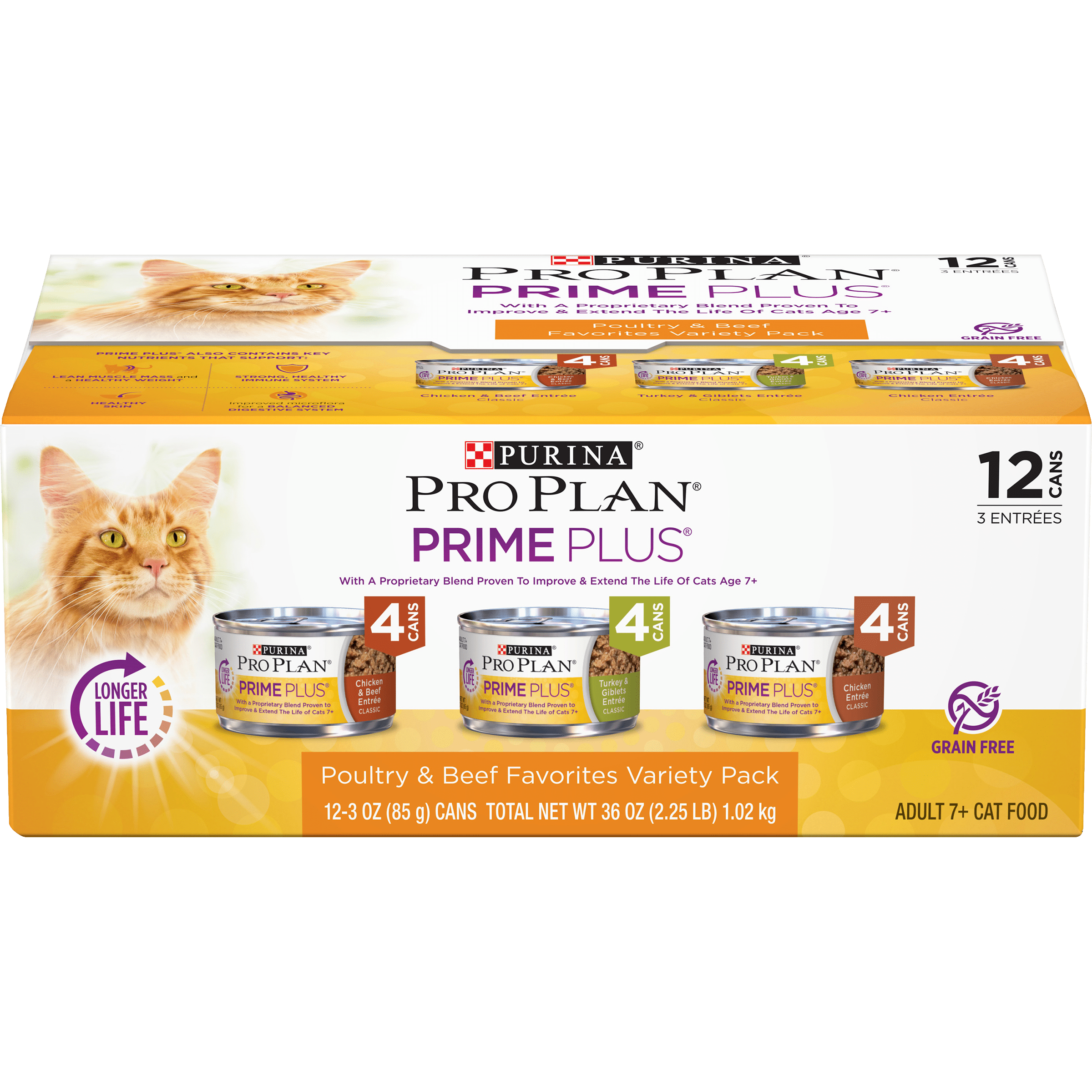 Purina Pro Plan Grain Free Senior Pate Wet Cat Food Variety Pack, PRIME