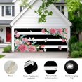 thumbnail image 2 of Pink Flowers Garage Door Cover Banner 7 x 8 FT,Spring Floral Butterflies Black White Striped Farmhouse Garage Door Curtains Backdrop with Grommets for Indoor Outdoor Wall Party Porch Yard Decor, 2 of 9