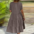 thumbnail image 7 of Summer Savings LADIGASU Women 2024 Short Sleeve Summer Dress V Neck Smocked Waist Casual Flowy A Line Tiered Midi Dresses, 7 of 7