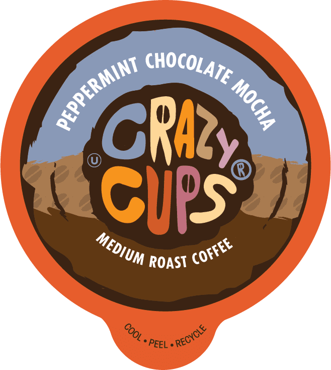 Crazy Cups Peppermint Chocolate Mocha Flavored Coffee Single Serve Cups, 22 Ct
