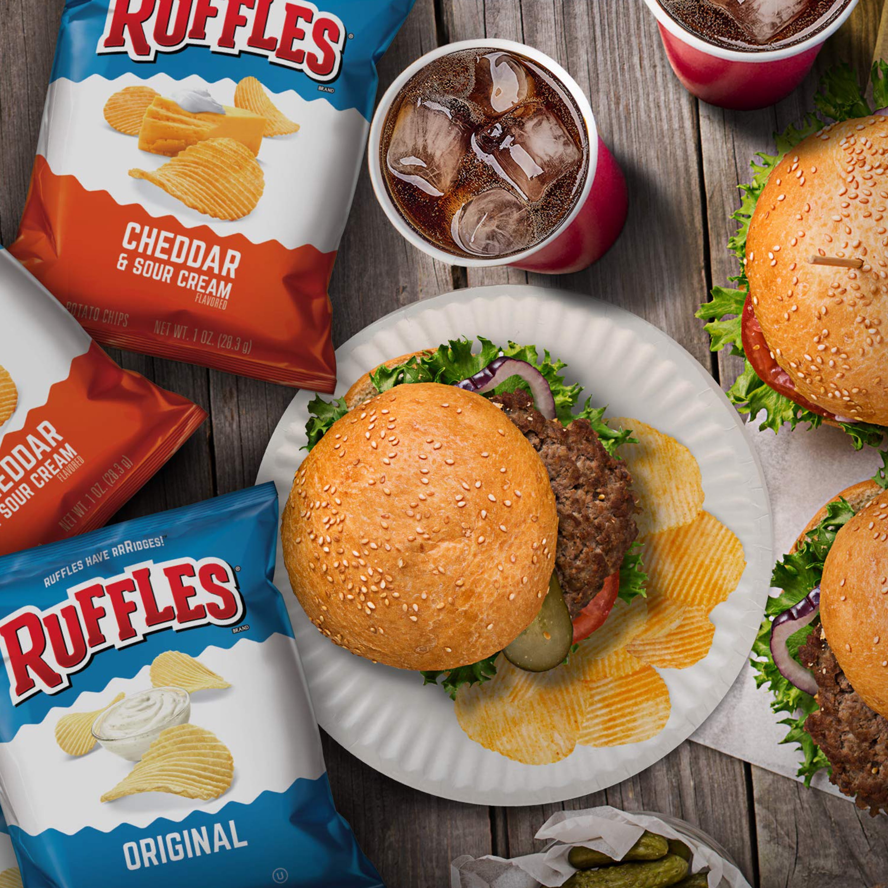 Ruffles Original Potato Chips, 1 oz Bags (Pack of 40)