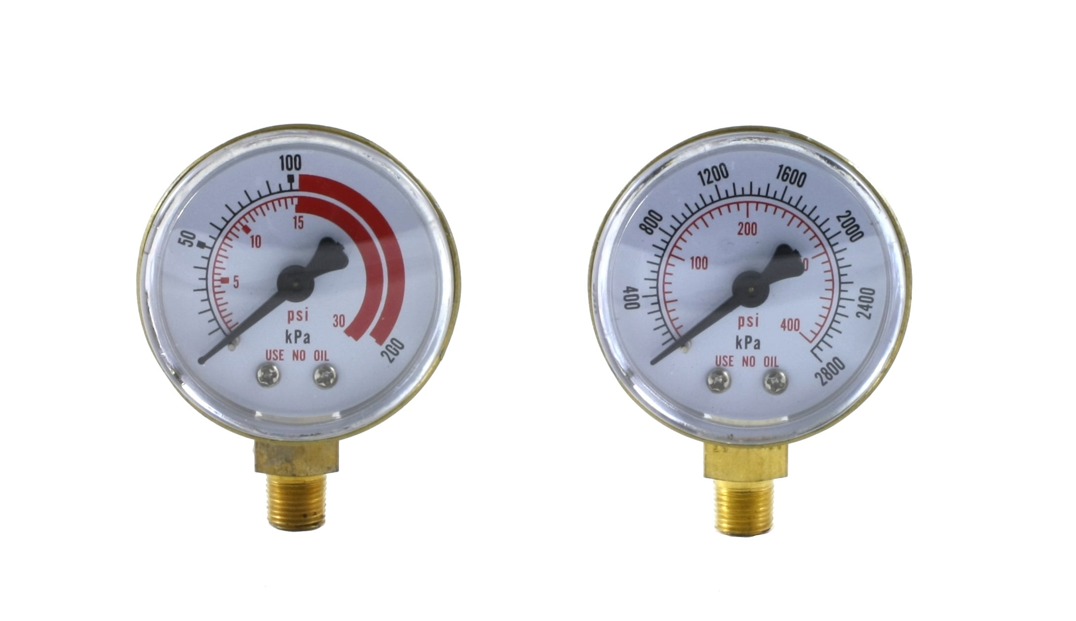 High Pressure Gauge for Acetylene Regulator 0-400 psi 2 inches 1/8" NPT Thread 