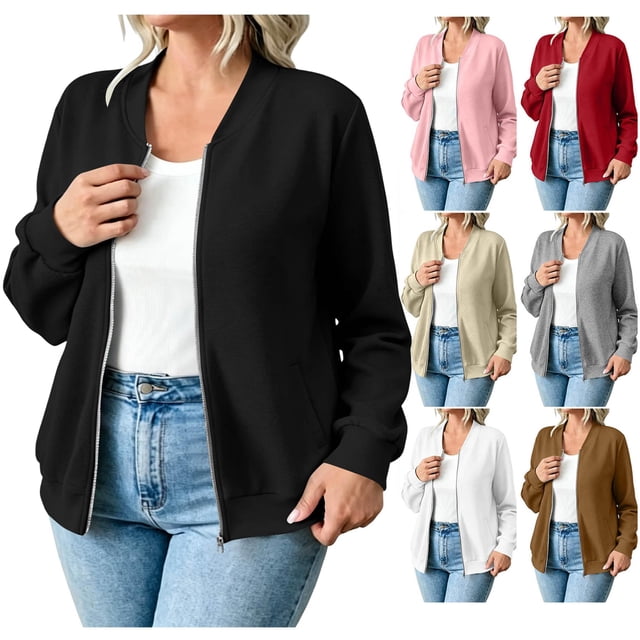 LLYWEY by LLYWEY Sudadera con Cierre Suave Casual de Color Sólido con Estampado, para Mujer S