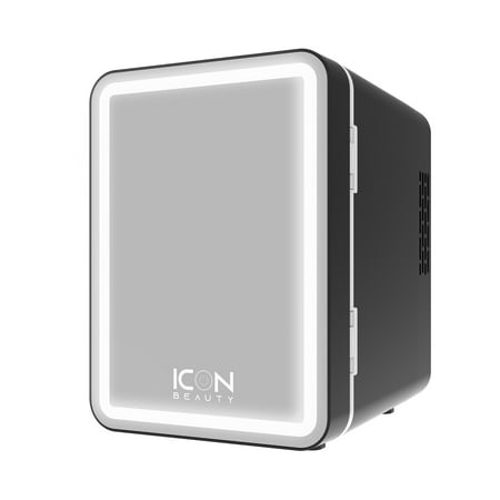 Icon Beauty Mini Fridge with LED Mirror 6.75in, 4-Liter Compact Mini Cooler with Standard Door, New