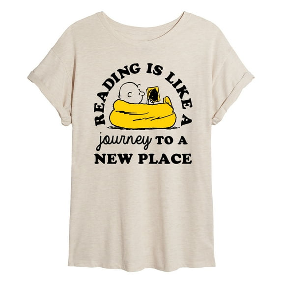Peanuts - Reading Is Like A Journey To A New Place - Juniors Ideal Flowy Muscle T-Shirt