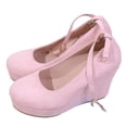 thumbnail image 1 of Escarpins Compensés Roses pour Femmes avec Bride à la Cheville, Bout Rond, Conception Imperméable pour Tenue Décontractée, Saisons d'Automne et d'Hiver, Chaussures Confort, Taille 37, 1 of 9