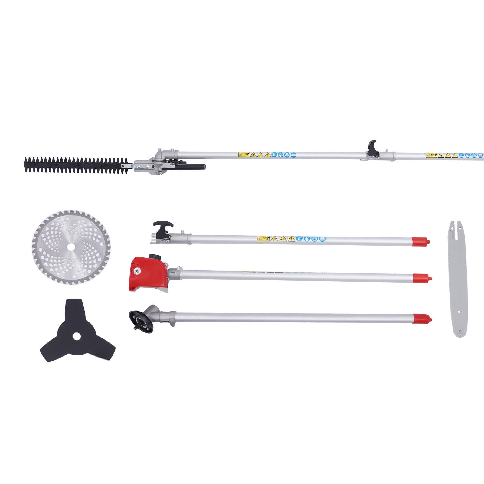 MONIPA 4-in1 51.7cc Gas Hedge Trimmer Brush Cutter Pole Saw 2 Stroke Garden Tool System