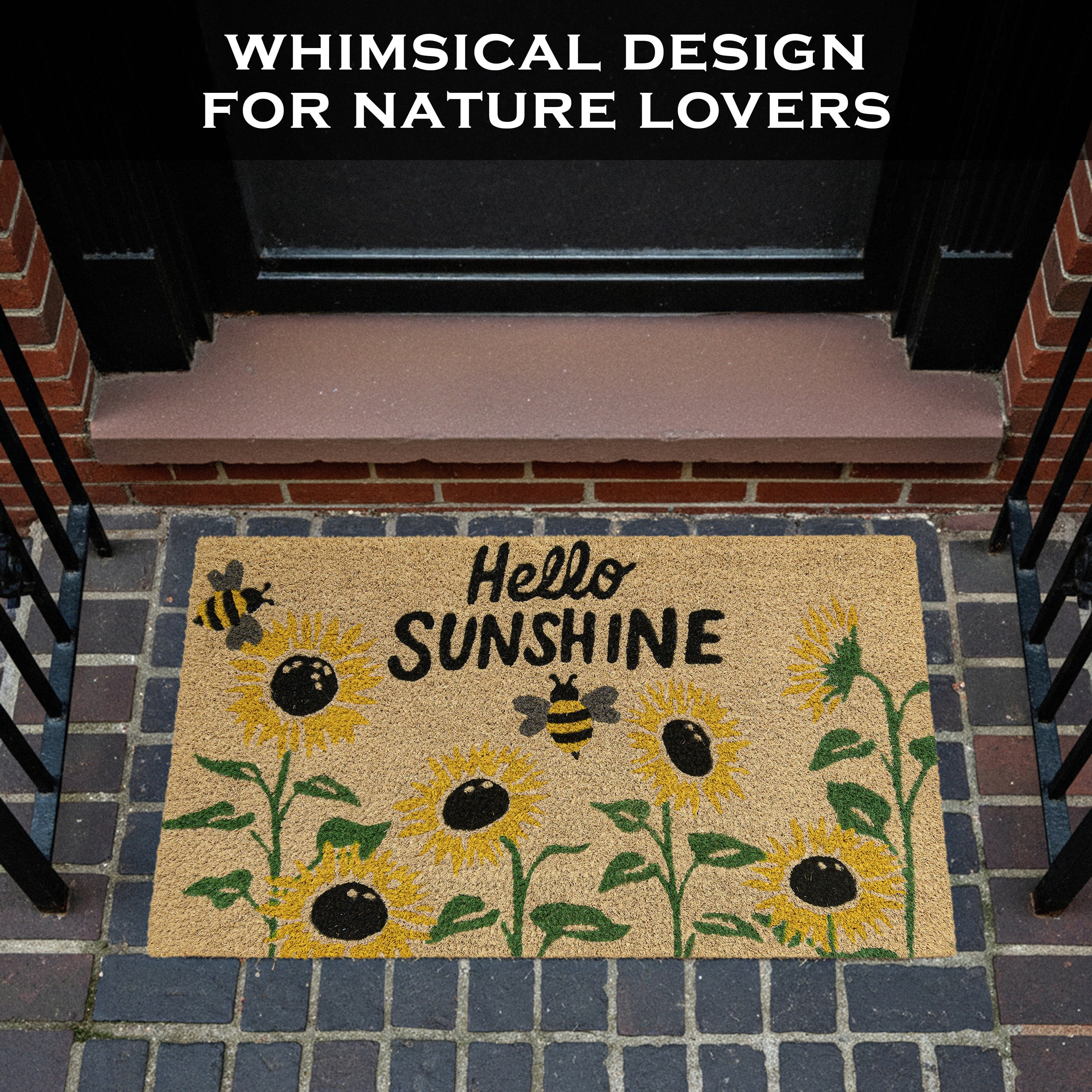 MAINEVENT Sunflower Coir Doormat 30x17 Inch, Sunshine Outdoor Welcome Mat for Outside