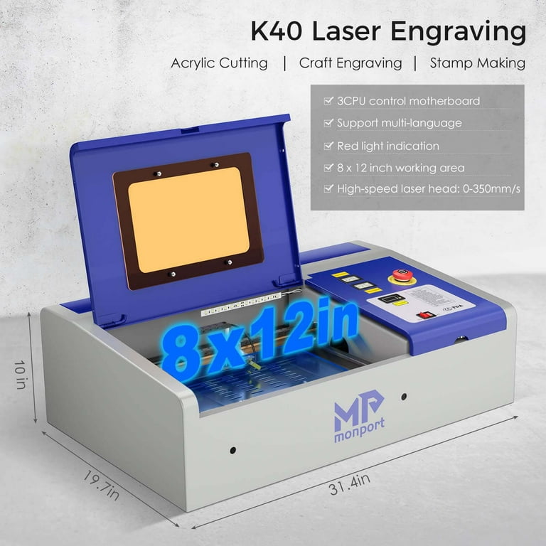 40W Laser, Eye-Safe Enclosure, Autofocus, Curved Surface Engraving