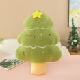 thumbnail image 4 of 21.65in Soft Plush Christmas Tree Pillow, Merry Print with Yellow Star, Machine-Washable Decorative Cushion for Sofa Back Neck Support, Holiday Gift for All Ages, 4 of 6