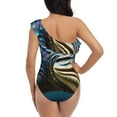 thumbnail image 5 of Honeii Starry Sky Colorful Crocodile for women's one-piece swimsuit featuring a chic one-shoulder design experience elegance and style in the water-XX-Large, 5 of 6