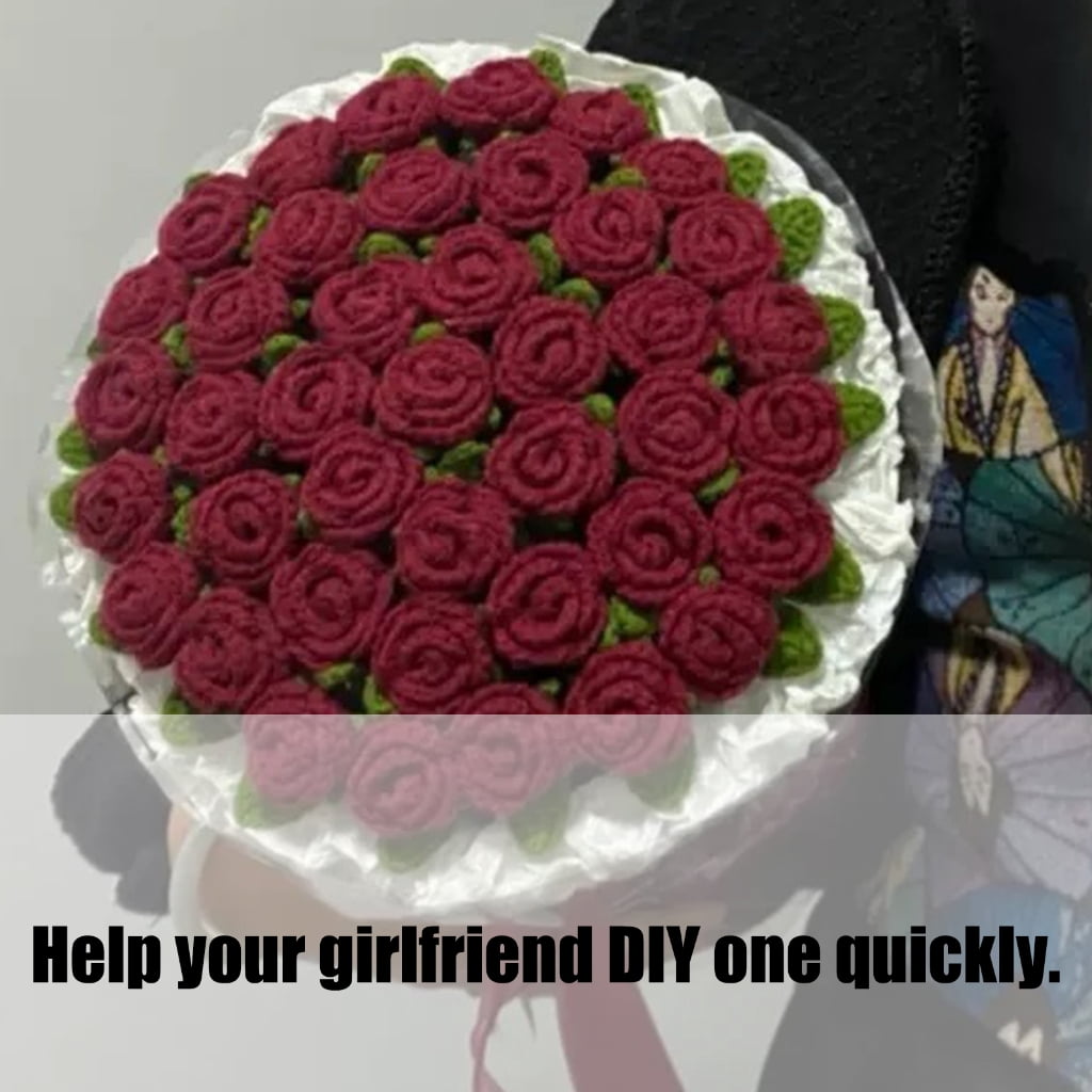 Crochet Flower Blanket Set with Crochet Hook Yarns Needle Step-by-Step Instruction and Knitting Accessories for Beginner