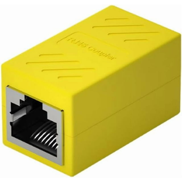 KOMI RJ45 Adaptateur Répartiteur Ethernet, Répartiteur de Câble Ethernet, Tête Traversante/tête en T/une à Deux Rallonges/connexion Tête en T Adaptateur Répartiteur de Réseau (Tête Traversante Jaune)
