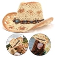 thumbnail image 1 of Sombrero de vaquero de paja, Sombreros Vagueros Sombrero de pareja vintage Sombrero de terre moldeable clásico Sombreros de para el festival de , beige Hugo Sombrero de vaquero, 1 of 9