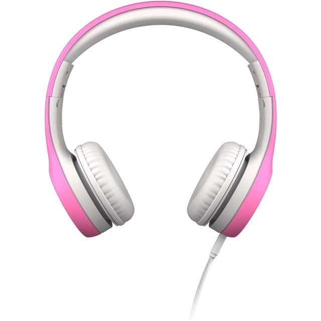 LilGadgets Connect + Kids Premium Volume Limited Auriculares con cable con SharePort y micrófono en línea (niños, niños pequeños) - Rosa