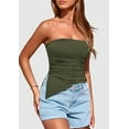 thumbnail image 5 of PRETTYGARDEN Womens Summer Tube Tops Trendy Strapless Ruched Going Out Tops Outfits Asymmetrical Bandeau Shirts, 5 of 8