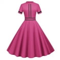 thumbnail image 2 of Women's Retro 1950s Prom Dress Vintage Crewneck Short Sleeve Cocktail Dress A-Line Swing Midi Homecoming Dresses, 2 of 8