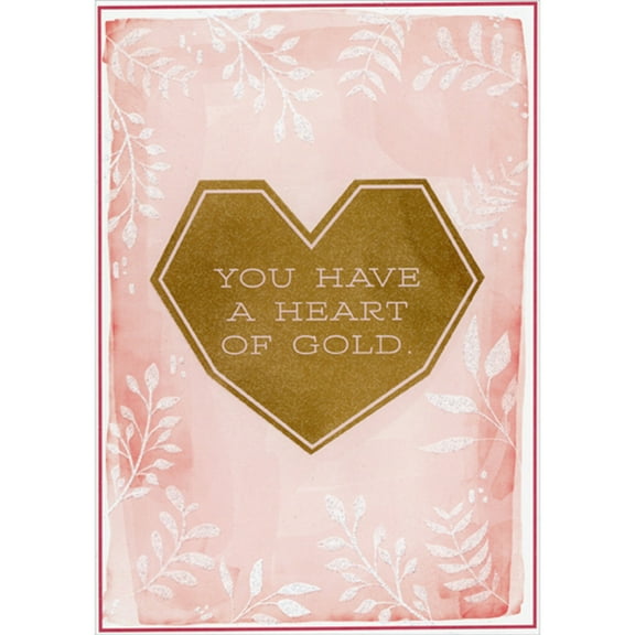 Designer Greetings You Have a Heart of Gold: Angular Heart and Shimmering Vines on Pink Valentine's Day Card for Best Friend