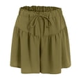 thumbnail image 6 of vigerkar Linen Pleated Casual Ruffle Shorts for Women Comfy Summer Loose Elastic Waist Drawstring Flowy Lounge Shorts with Pockets (AG, S), 6 of 6