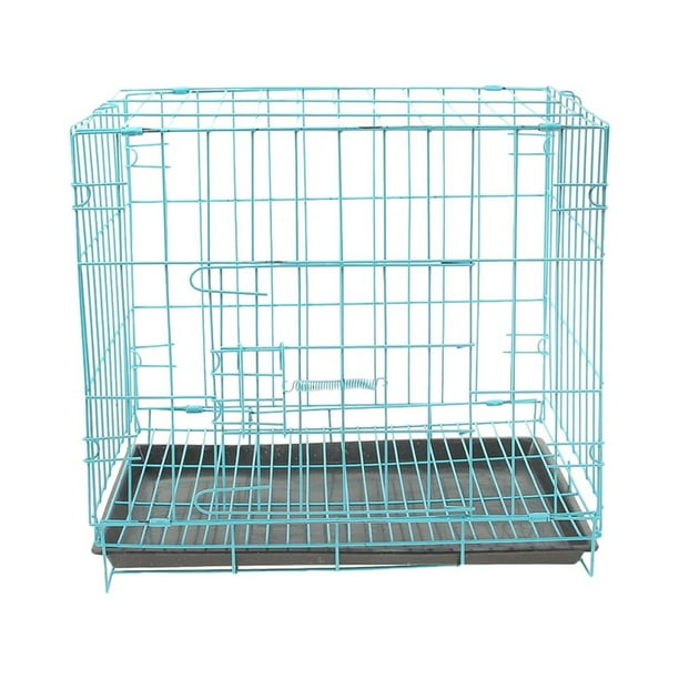 Jaula plegable con inodoro para perros, caniches, perros pequeños y medianos, gatos, conejos y mascotas (azul)
