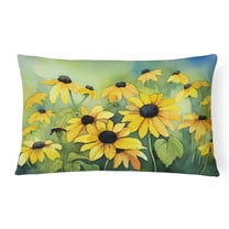 Carolines Treasures DAC1667PW1216 16 x 12 in. Unisex Maryland Black-Eyed Susans in Watercolor Fabric Decorative Pillow