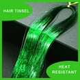 thumbnail image 3 of Tototoo Green Hair Tinsel 1500 Strands Fairy Hair 44 Inch Glitter Hair Tinsel Strands Kit Heat Resistant Sparkling Shiny Hair Tensile Extensions Bling Bling For Party(Green Color/1500 Strands), 3 of 3