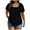 Black, variant on Women Puff Sleeve Square Neck Short Sleeve Solid Basic Casual Vacation Beach Loose Tops Blouse Plus Size Top, Blue XXL