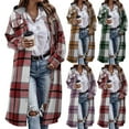 thumbnail image 4 of Womens Long Flannel Jackets, Plaid Shirts for Women Winter Travel Long Sleeve Button-Up Shirt Hoodie Jackets with Chest Pockets and Side Pockets, 4 of 10