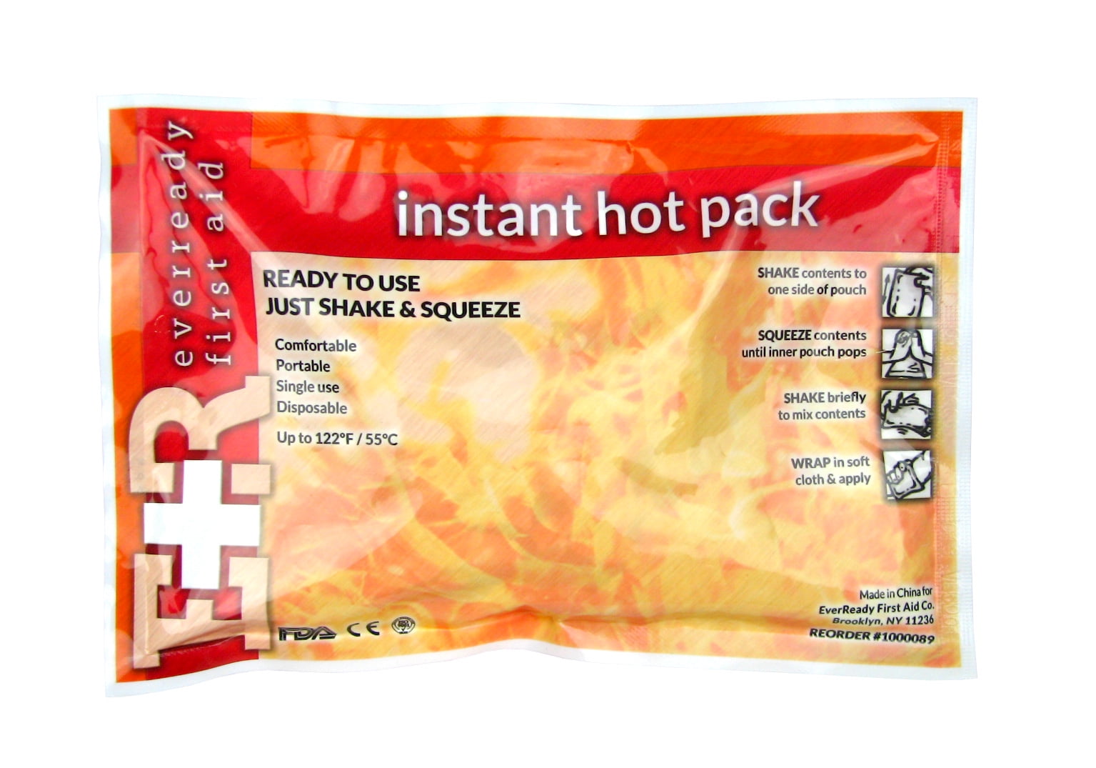 Ever Ready First Aid Instant Hot Pack, 6 Inches x 9 Inches, 48-Count