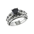 thumbnail image 4 of 1.39 Carat (Ctw) Black Diamond Engagement Ring and Wedding Band Set in 10K White Gold for Women, 4 of 6