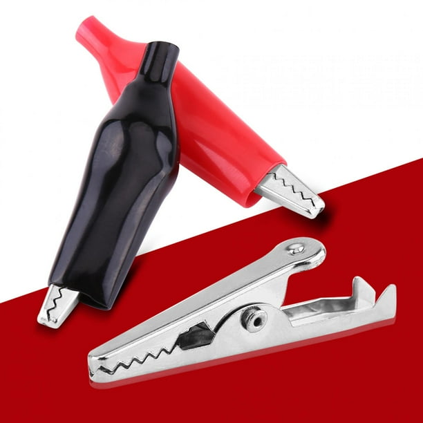 Pinza Electrica, Clip de Cocodrilo Fácil de Instalar y Seguros para Usar las Fundas Aislantes de PVC Cubiertas Material de Hierro Niquelado Buena Conductividad Eléctrica Khall GS01003