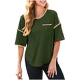 thumbnail image 2 of Plebaso Womens Casual T-Shirts Short Sleeve Crew Neck Loose T Shirts Summer Basic Tees Tops with Pockets, 2 of 7