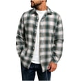 thumbnail image 3 of SAWOBUUN Men's Plaid Flannel Shirt Long Sleeve Button Down Casual Soft Brushed Checkered Shacket, 3 of 8