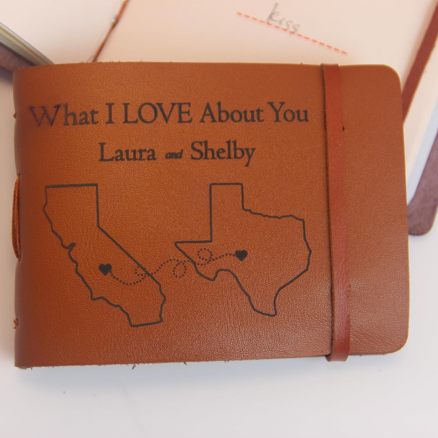 Personalized What I Love About You Book, 50 Fill-in-the-Blank Reasons Why I Love You, Pocket Size Leather Journal Gift for Boyfriend, Husband, Him, Girlfriend, Couple, Christmas Day Gifts