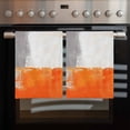 thumbnail image 2 of Burnt Orange Grey Kitchen Towels Set of 2, Water Absorbent Dish Towel, Abstract Modern Geometric Oil Painted Decorative Hand Towels - Quick Drying Cloth for Cooking Baking, 18x28 Inch, 2 of 8