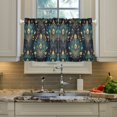 thumbnail image 2 of Yayeee Kitchen Curtains Tier Pair Light Filtering 27"x24" Rod Pocket Short Cafe Window Panel, Gold Peacock Pattern, 2 of 7